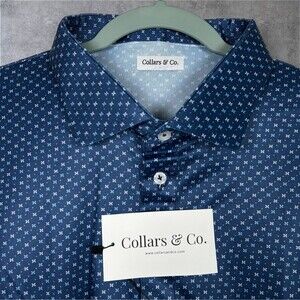 Collars & Co Polo Shirt Mens 3XL Relaxed Los Cabos Blue Star Dress Collar NWT